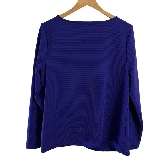 Apt. 9 Purple Blouse XL Knotted Hem Long Sleeves Pullover Ribbed Round Neckline - Picture 2 of 6